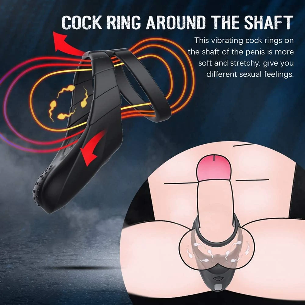 10 Vibration Modes Taint Teaser Penis Rings with Double Circles