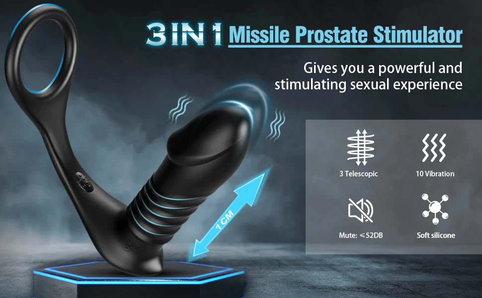 Moore - 10 Thrilling Vibration 3 Thrusting Silicone Remote Control Cock Ring Anal Vibrator