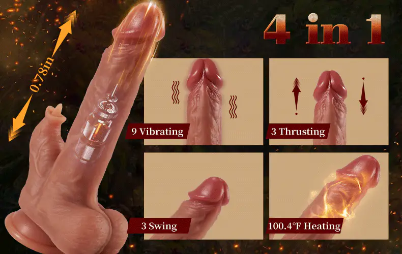 Ferrill 9 Vibrating Tongue Licking 3 Thrusting & Swing Heating 8.67 Inch Realistic Dildo