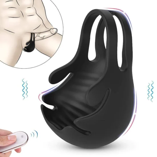S-HANDE 1.29” 9-Speed Vibrating Penis Ring with Testicles Teaser