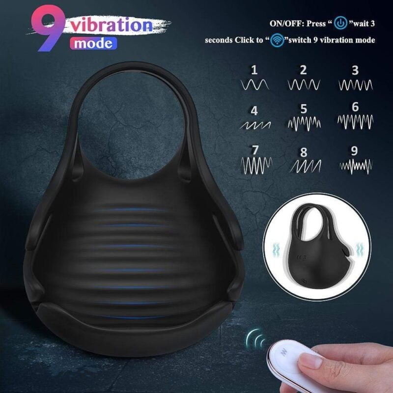 S-HANDE 1.29“ 9-Speed Vibrating Penis Ring with Testicles Teaser