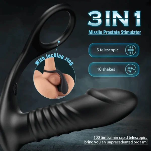 Moore - 10 Thrilling Vibration 3 Thrusting Silicone Remote Control Cock Ring Anal Vibrator