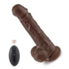 9.05 Inch Realistic Thrusting Vibrating Heating Black Dildo with Remote Control