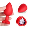 Light Purple Gem Red Silicone Butt Plug Set