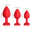 Light Purple Gem Red Silicone Butt Plug Set