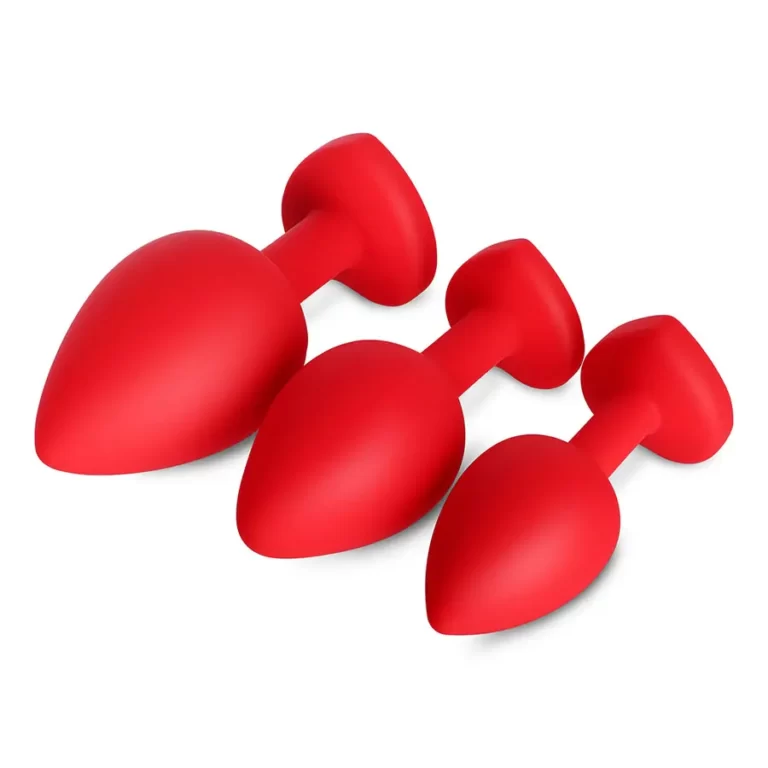 Light Purple Gem Red Silicone Butt Plug Set