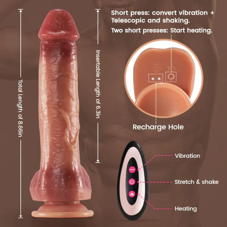 Cyrus- 8.66 Inch Vibrating & thrusting Swing Realistic Dildo
