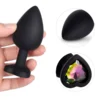 Rainbow Gem Black Silicone Butt Plug Set