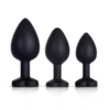Rainbow Gem Black Silicone Butt Plug Set
