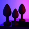 Rainbow Gem Black Silicone Butt Plug Set