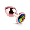 Rainbow Gem Rose Gold Metal Butt Plug