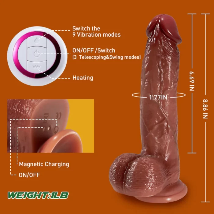 Wald 9 Vibrating 3 Telescoping Swing Realistic Dildo Vibrator 8.86 INCH
