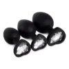 White Gem Black Silicone Butt Plug Set