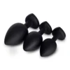 White Gem Black Silicone Butt Plug Set