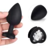 White Gem Black Silicone Butt Plug Set