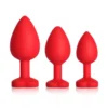 Yellow Gem Red Silicone Butt Plug Set