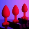 Yellow Gem Red Silicone Butt Plug Set