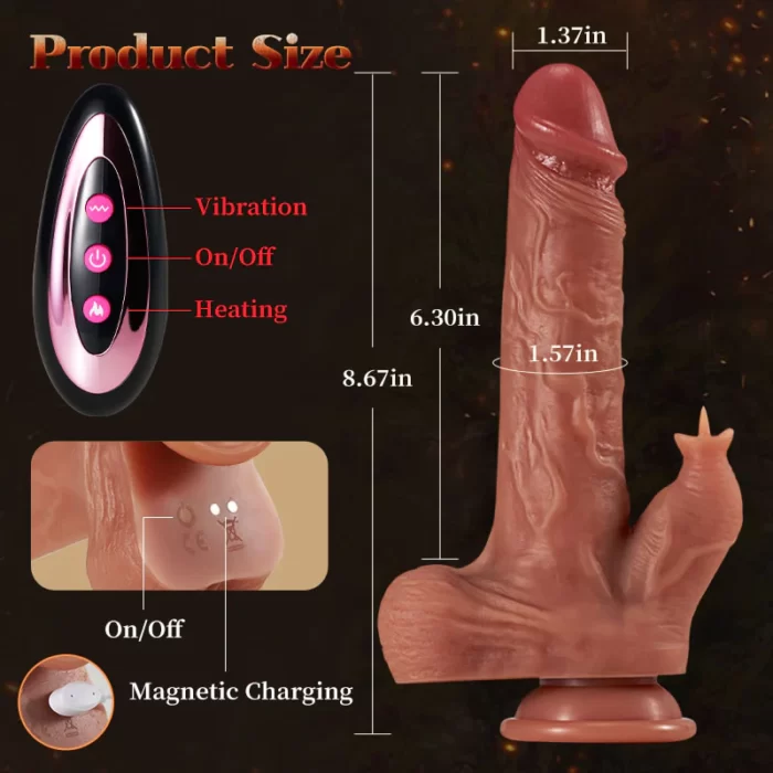 Ferrill 9 Vibrating Tongue Licking 3 Thrusting & Swing Heating 8.67 Inch Realistic Dildo