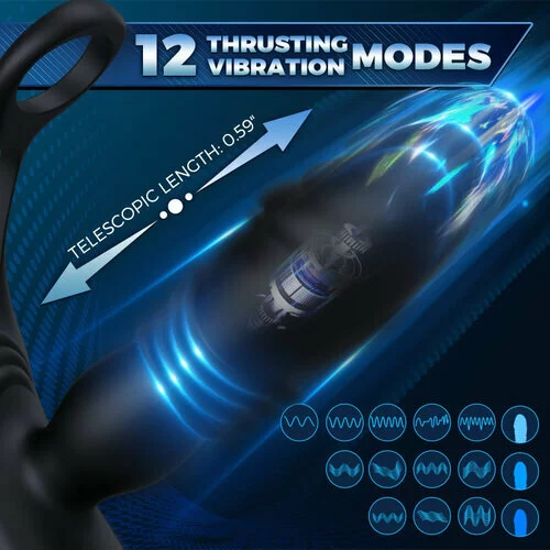 Thrusting & Vibrating Cock Rings Prostate Massager