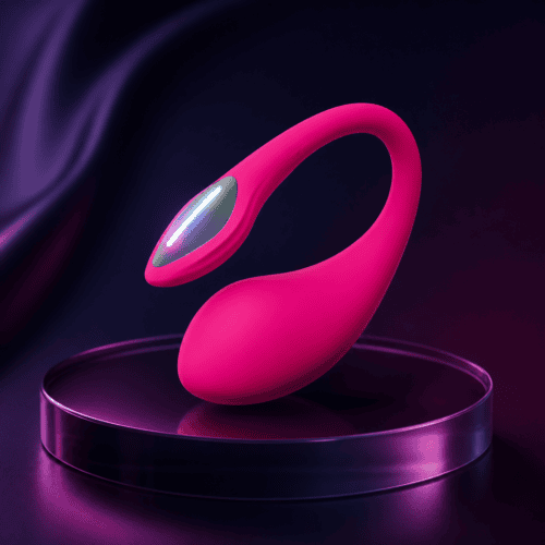 Lovense Lush 4 pink wearable G-spot vibrator on a premium dark studio background