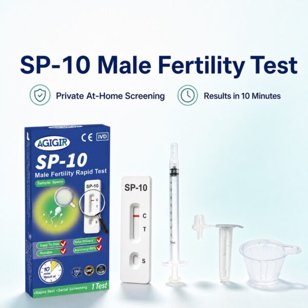 SP-10 male fertility test kit with cassette, syringe, diluent tube and sample cup