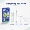 SP-10 test kit contents including cassette, transfer syringe, diluent tube and sample cup